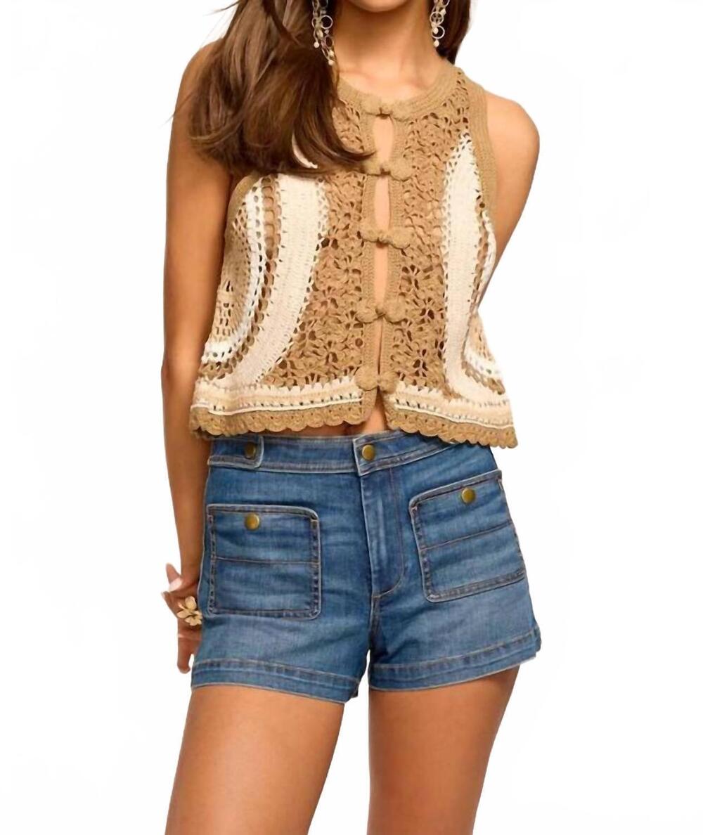NEW RAMY BROOK adriana crochet top in sandstone